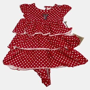 Garb Baby Texas Tech Red Polka Dot Tiered Dress 6-12 Months One Piece Casual New